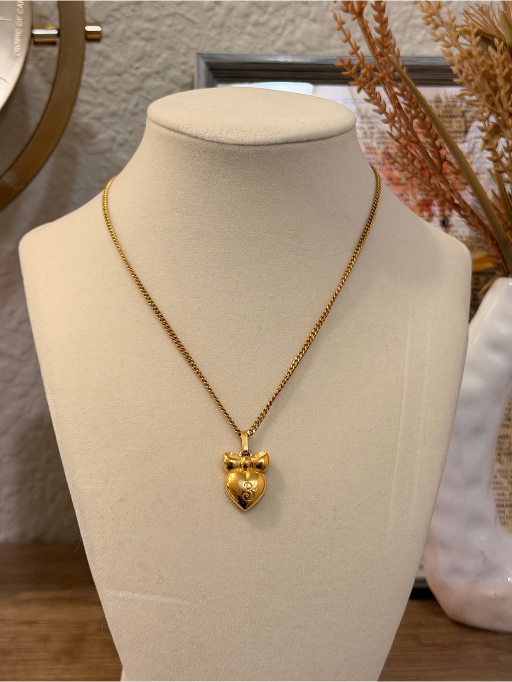 Burberry Gold Heart and Bow Necklace Pendant